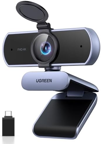 UGREEN FineCam Lite 4K, Autofokus, Dual-Mikrofon, mit Objektivabdeckung | UHD Webcam 4K, 70° FOV, automatische Lichtkorrektur, Rauschunterdrückung, USB-A/C Anschluss, Plug and Play