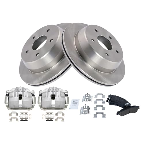 Image of TRQ Rear Brake Pad and Rotor Set Ceramic Rotors Calipers | For 1998-2005 Chevrolet Blazer 1998-2001 GMC Jimmy