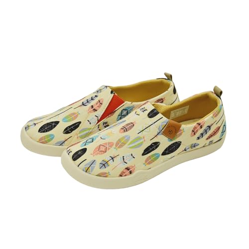 Image of Slip on Canvas Art Shoes Loafer Ladies Travel Painted Travel Shoes (White Feather, Adult, Women's, 6, Digital