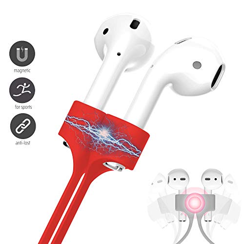 Image of Ultra Strong Magnetic Airpod Pro Strap Anti-Lost Cord Sports Lanyard Compatible with Airpods 3rd 2nd Generation Pro 3 2 1 (Red)