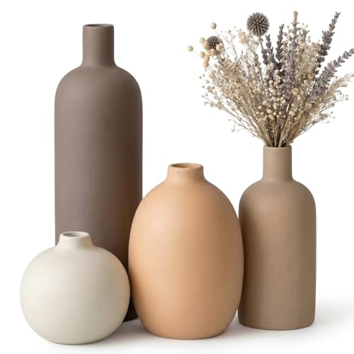 Ceramic Vase Set of 4 &ndash; Handmade Modern Minimalist Vases for Dried or Fresh...