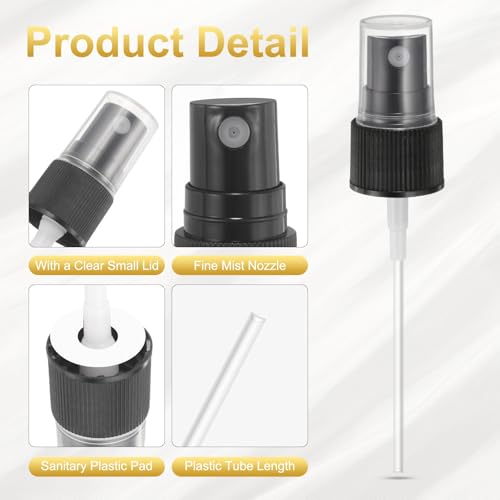 uxcell 50 Pcs Black Spray Top, 20/410 Fine Mist Sprayer Reusable Replacement Spray Bottle Pump Plastic Top for Cosmetic Perfume and Body Sprays Bottle3