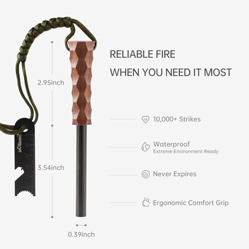 Ferro Rod Fire Starter, Survival Flint and Steel Fire Starter Kit for Hiking, Bushcraft,Camping Essentials Gear, Emergency Supplies - Ideal Gift for Explorers - Image 3