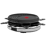 Profundidad (transporte) Tefal Gourmet Deco 8 Inox & Design RE137812 Parilla Raclette Con Mini Sartenes, 1050 W, Recubrimiento Antiadherente, Negro