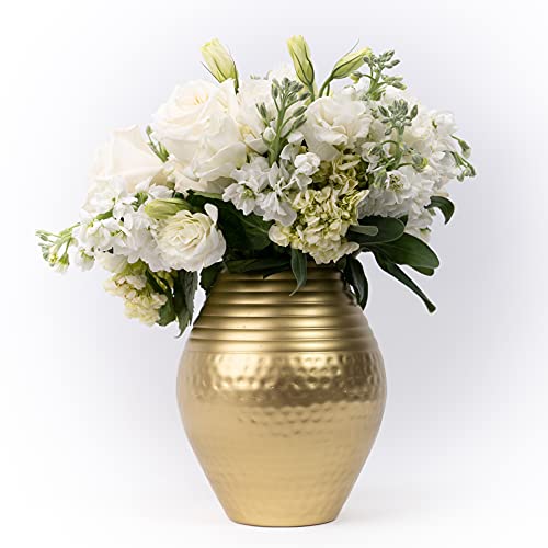 Walbrok Gold Vase Gold Flower Vase - Decorative Vase, Hammered Gold Vases For Centerpieces, Flower Vases, Gold Centerpieces For Table, Decorative Vases For Home Decor, Gold Decor #TOP14