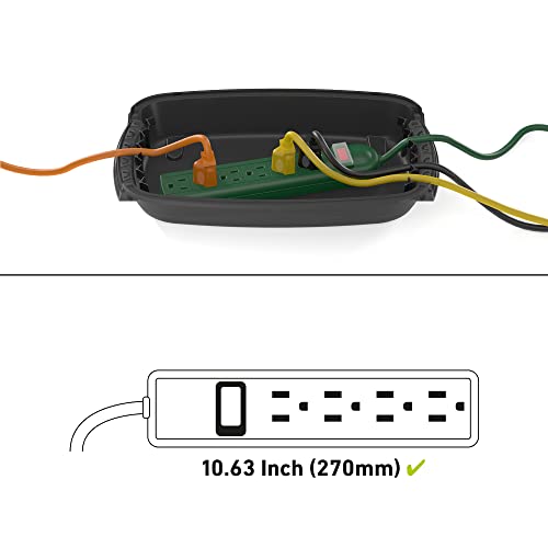 D-Line Outdoor Weatherproof Electrical Cable Box, Ip54 Rated For Safe Outdoor Use, Power Strip Enclosure, Plug Protector, Garden Extension Cord Cover - 11.4In (L) X 4.92In (W) X 4.33In (H) - Black #TOP1