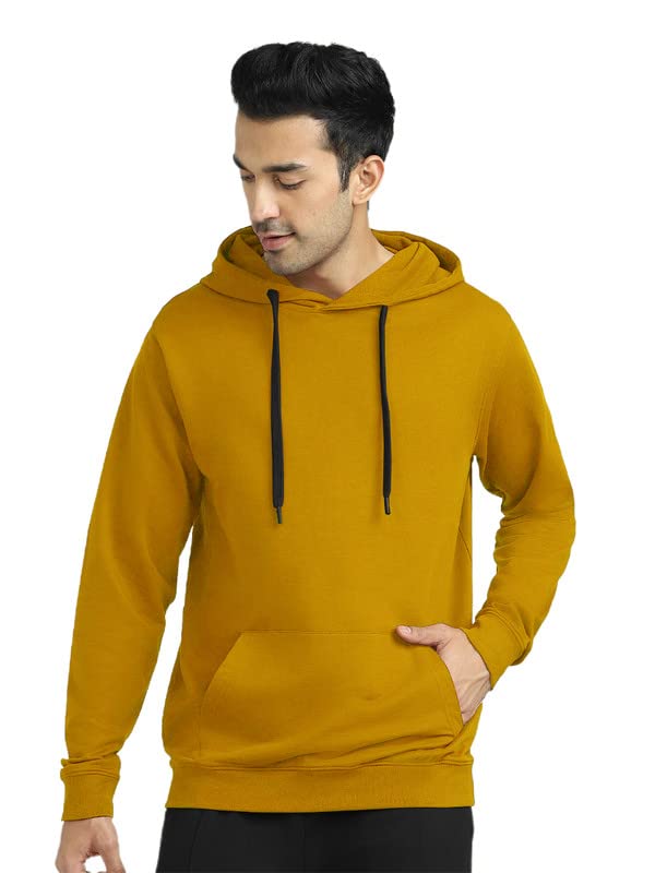 lazychunks Regular Fit Men's Solid Kangaroo Hooded Sweatshirt Hoodies-picture-13