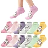 GOVIA Kindersocken Mädchen Sneakersocken Einhorn Sportsocken Knöchelsochen Sommer Füßlinge Kurz Baumwolle 12er Pack 2952 27-30