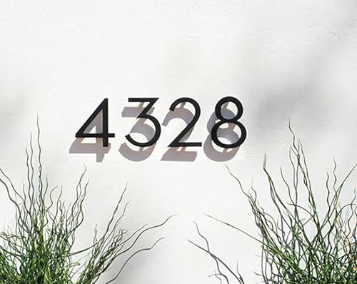 8 Inch Address Numbers 4 - Easy Installation With Screw Set, Includes Hardware for Flush or Floating Mount, Frosted Matte Black Acrylic Address House Numbers for Door, Exterior, Porch