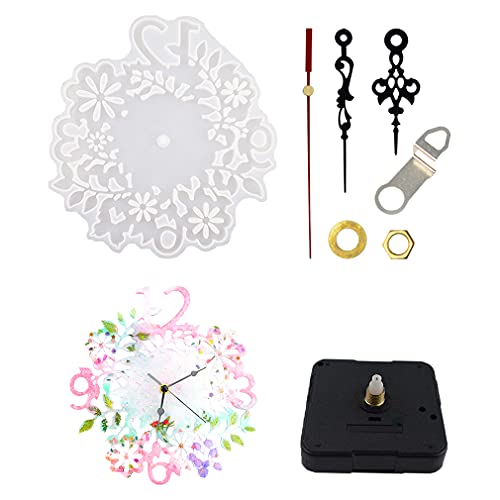 Isuperb Clock Resin Mold Flower Clock Silicone Molds With Clock Movement Accessories Diy Decortives Clock Molds Epoxy Casting Mold (Small) #TOP25