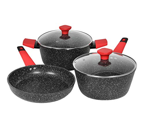 Art of Cooking Galaxy Series Granite Nonstick Cookware Set Saucepan Skillet and Dutch Oven Induction Compatible