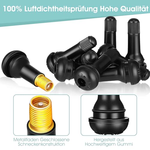 120 Stück TR413 Reifenventil, Autoventil, Universal Gummi Ventile, Snap-In Gummiventile 11,3mm Ventilloch, Autoreifen Ventil, Gummiventil Reifen für Meist Auto bis 4,5 Bar