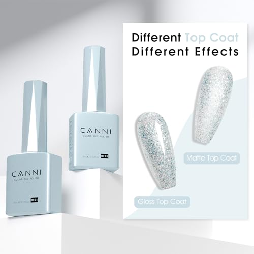 Image of CANNI 9ml Light Blue Glitter Gel Nail Polish High Gloss UV LED Soak Off Gel