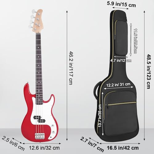 LETSROCK Funda para Bajo Eléctrico Negra con Acolchado Impermeable y Bolsillos miniatura 3