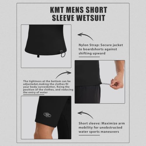 KMT Wetsuit Top Men 2mm Short Sleeve Wet Suit Zipperless Shirt miniatura 4
