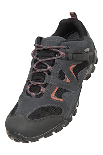 Mountain Warehouse Curlews Mens Waterproof Walking Shoes - Quick Drying Footwear, Suede & Mesh Outer & Rubber Sole - for Autumn, Winter, Camping & Hiking Dark Grey 10 UK
