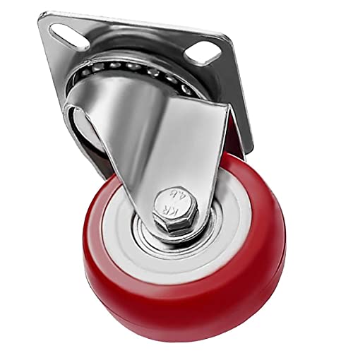 12 Pack 2-Inch Caster Wheels Swivel Plate Casters On Red Polyurethane Wheels #TOP7