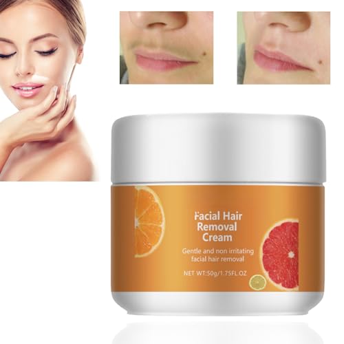 Facial Hair Removal Cream,Natural Facial Hair Remover Cream,Gentle Upper Lip Hair Removal cream for Women with Vitamin,Delay Hair Growth,Soothing Depilatory Cream for Face Body,for Sensitive Skin,50g