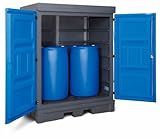 DENIOS® 2-Drum Poly Chemical Cabinet 61x42x78 – Safety Cabinet for Secure Chemical Storage, Durable Poly Construction, Corrosion-Resistant, Ideal for 55-Gallon Drum Storage
