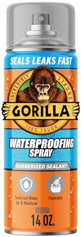 Gorilla Waterproofing Spray, Clear, Flexible Rubberized Sealant, 14 oz
