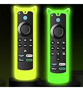 2pcs Universal Silicone Cover (Glow in the Dark) Compatible with Firestick 4K Alexa Voice Remote Control (3rd Gen)/Lite with Lanyard (Green & Blue) (NOT for Firestick 4K Max