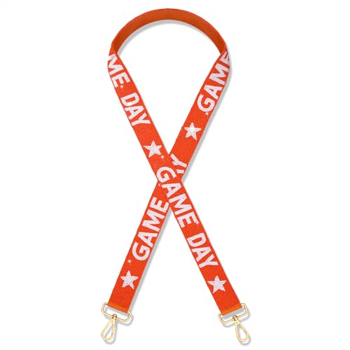 Image of NVENF Game Day Beaded Purse Strap Replacement Orange White Football Purse Strap Crossbody Bag Straps Game Day Outfits Football Accessories (Orange White)