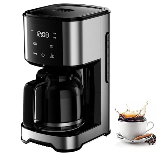 Drip Coffee Machine, 1.2 L Filter Coffee Machine with 24h Timer & 30 min Keep Warm, 2 Levels of Concentration Drip Coffee Maker with Anti-drip, 1000 W, for Tea and Coffee Pads