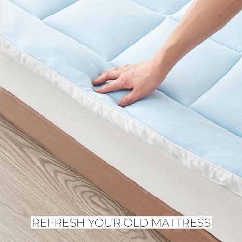 Great Bay Home Twin Cooling Mattress Topper. Thick, Elastic Corner Mattress Pad. Ultra-Soft Cooling