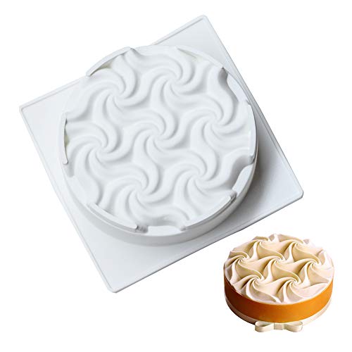 One Cavity Big Size Baking Silicone Mold for Jello, Mousse Cake, 3D Spiral Appearance Silicone Nonstick Cake Pan for Dessert Molds, Gelatin, Pastry Chocolate, Kitchen Baking and Freezing