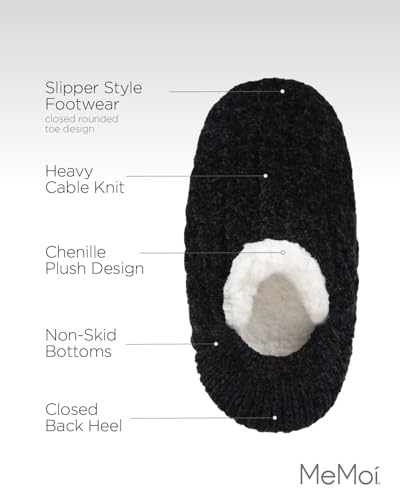 Image of MeMoi Women's Classic Cable Knit Chenille Non-Skid Slipper