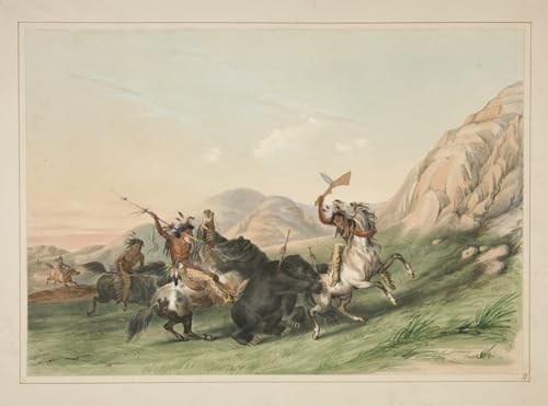 Tableaux Graffiti Art Mural George Catlin L'attaque du grizzli 60x90cm