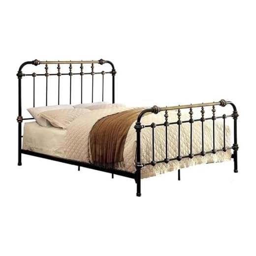 BOWERY HILL King Size Metal Wrought Iron Spindle Platform Bed Frame in Hand-Brushed Black