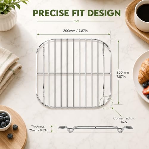 Image of Uniflasy Crisper Rack for Ninja Crispi Air Fryer Accessories FN101ST and Crispi Pro AS101CY, 6QT 4QT 2.5QT 6-Cup Glass Containers SUS304 Stainless Steel Grill Rack with 100pcs Parchment Liners