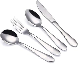 VANRA 4-Piece Children Flatware Set 18/10 Stainless Steel Child Set Tableware Set Silver