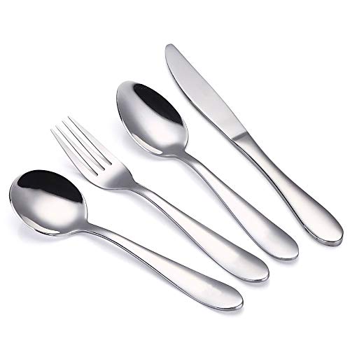VANRA 4-Piece Children Flatware Set 18/10 Stainless Steel Child Set Tableware Set Silver