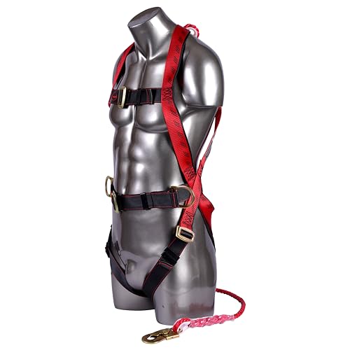 Image of Karam Full Body Safety Harness (Class P) for Fall Arrest & Work Positioning | Lanyard & Scaffolding Hook | Construction Harness & Fall Protection | Adjustable Straps | PN17(PN204)(PP)(000 121)(2.0M)