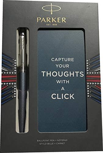 Amazon 新入学 お祝い プレゼント パーカー オリジナルメモ付き ギフトセット ジョッター Xl マットブルー Ct ボールペン クローム仕上げのクリップ ブラックm Parker 油性ボールペン 文房具 オフィス用品