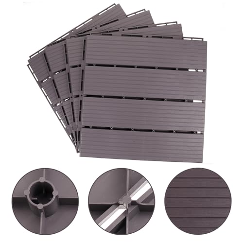Azulejos de suelo entrelazados imitación madera pack de 4 piezas para balcón 7