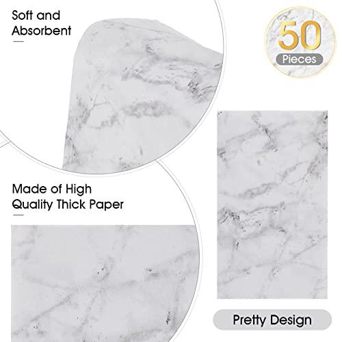 150 Pieces Paper Hand Towels For Bathroom Disposable Guest Decorative Napkins Paper Dinner Napkins Marble Paper Napkins Decorative Bathroom Paper Towels For Home Bathroom Party Supplies (White) #TOP3