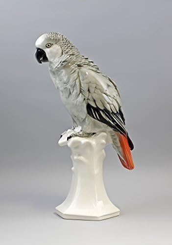 - Large Figurine Parrot on Postament Grey