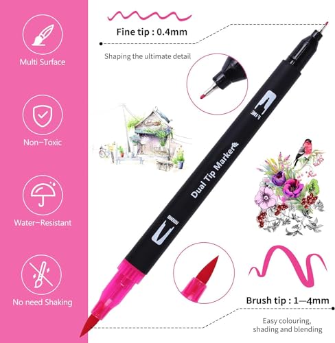 BEMAYSZ Dual Tip Colouring Pens
