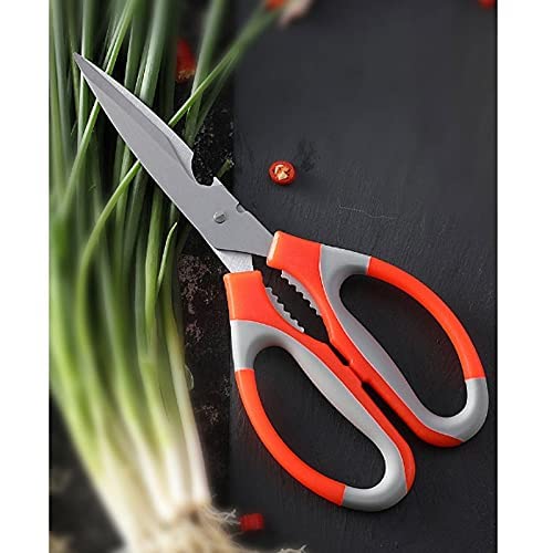 Tierhaarschere, sichere Kochschere, Küchenschere, Ultra-scharfes Edelstahl-Mehrzweck-Küchenutensil für Fleisch/Gemüse/Grillen (Orange)