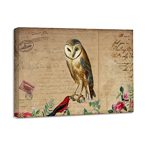 Toile murale vintage pour habiller un mur vide : peinture florale oiseau français