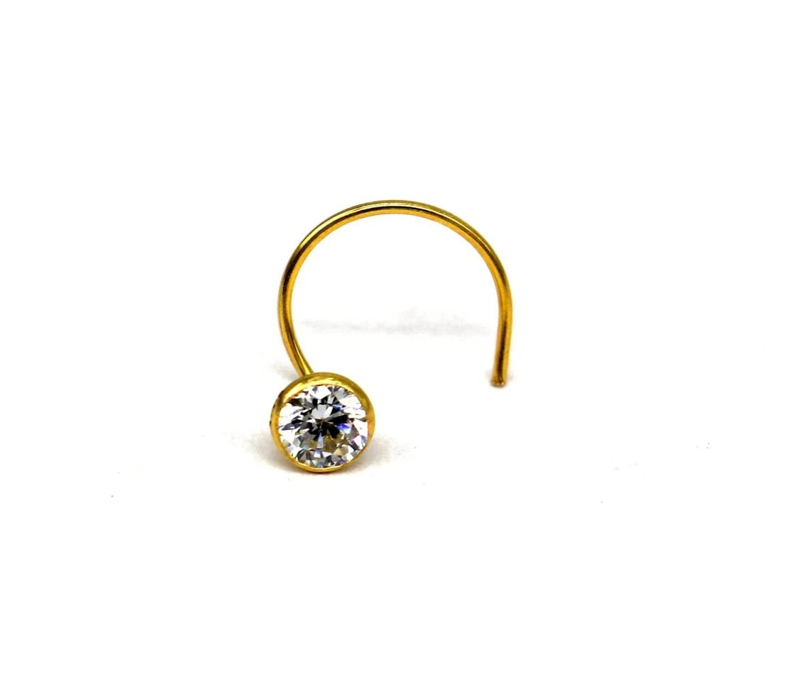shree jewellers 14K Gold Round-Shape (Katori Wire) White Cubic-Zirconia Nose Pin Stud for Women Girls (Small) 1.5mm (B08Y6FDVZF) Amazon Price History, Amazon Price Tracker
