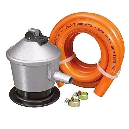 CABLEPELADO Kit Regulador Gas Butano con Valvula de Seguridad, Kit Regulador Gas, Kit regulador butano, Incluye Manguera de 1.50 metros y 2 Abrazaderas, Compatible con Butano, Propano, GLP