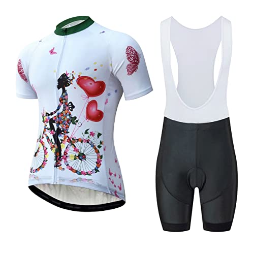 YCQ Sommer Atmungsaktiv Radtrikot Frau Mountainbike-Trikot Schnelltrocknend Kurzarm Fahrradbekleidung 9D Gel Gepolstert Kurze Hose (Farbe : D, Größe : M) Cover