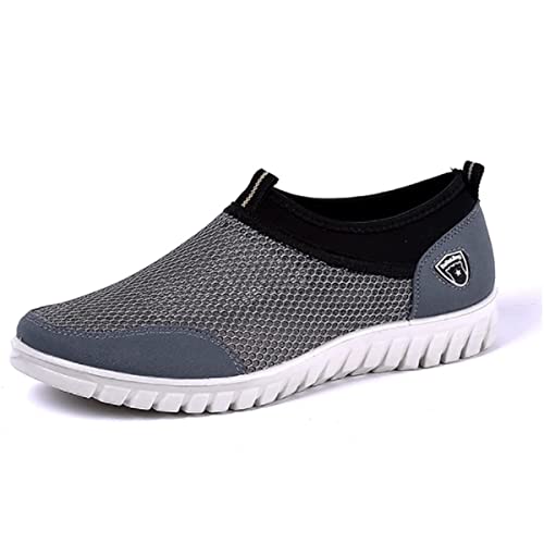 Asifn Bootsschuhe Herren Lässiger Bequemer Slip-On Sneaker Herren Für Leichte Wanderschuhe Flache Bootsschuhe modischer Outdoor-Sneaker(Grau,43 EU Cover