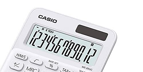 Calculadora compacta Casio de mesa c/ visor amplo 12 dígitos Casio, Branca
