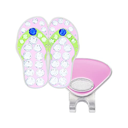 Navika Pink Flip Flops Golf Ball Marker with Crystals