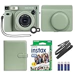 Fujifilm INSTAX Wide 400 Instant Camera Green + MiniMate Accessory Bundle & Compatible Custom Case + Fuji Film Value Pack 20 Sheets Accessories Bundle with Album